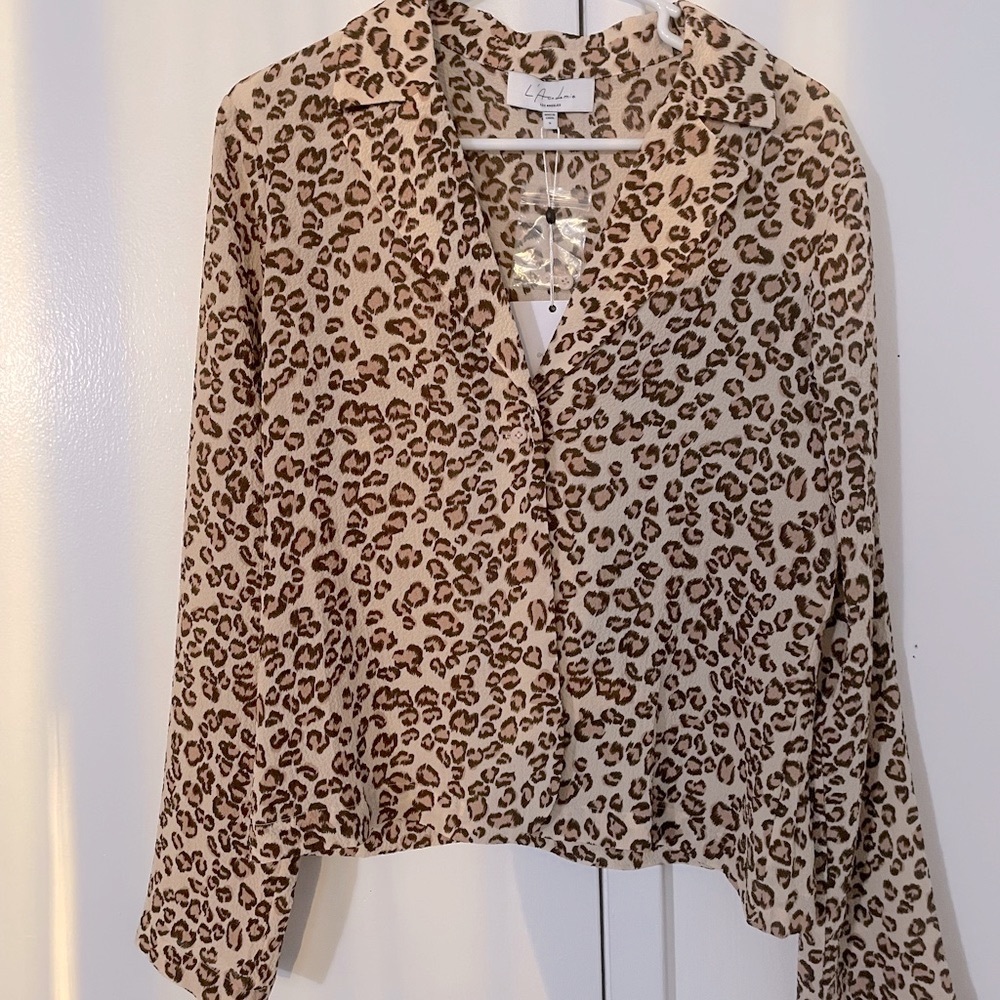 NWT L’Academie, Blouse jacket, Brown Leopard, S - Picture 2 of 7